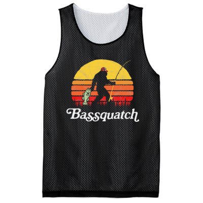 Bassquatch! Funny Bigfoot Fishing Outdoor Retro Mesh Reversible Basketball Jersey Tank