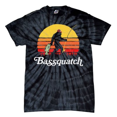 Bassquatch! Funny Bigfoot Fishing Outdoor Retro Tie-Dye T-Shirt