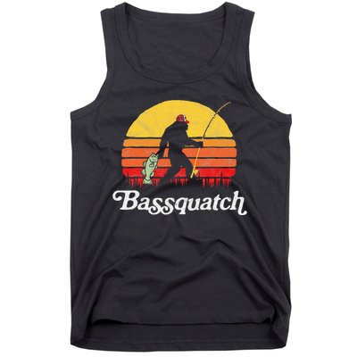 Bassquatch! Funny Bigfoot Fishing Outdoor Retro Tank Top