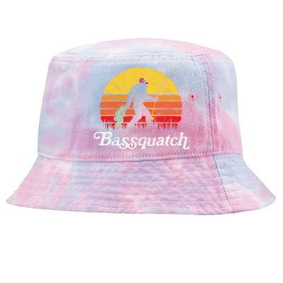 Bassquatch! Funny Bigfoot Fishing Outdoor Retro Tie-Dyed Bucket Hat