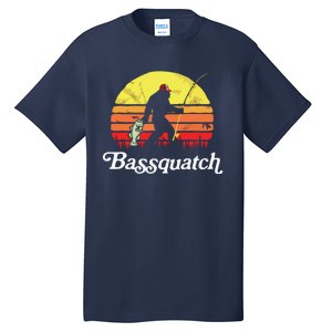 Bassquatch! Funny Bigfoot Fishing Outdoor Retro Tall T-Shirt