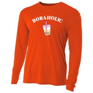 Bobaholic Funny Bubble Tea Cooling Performance Long Sleeve Crew