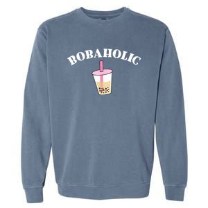 Bobaholic Funny Bubble Tea Garment-Dyed Sweatshirt