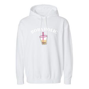 Bobaholic Funny Bubble Tea Garment-Dyed Fleece Hoodie