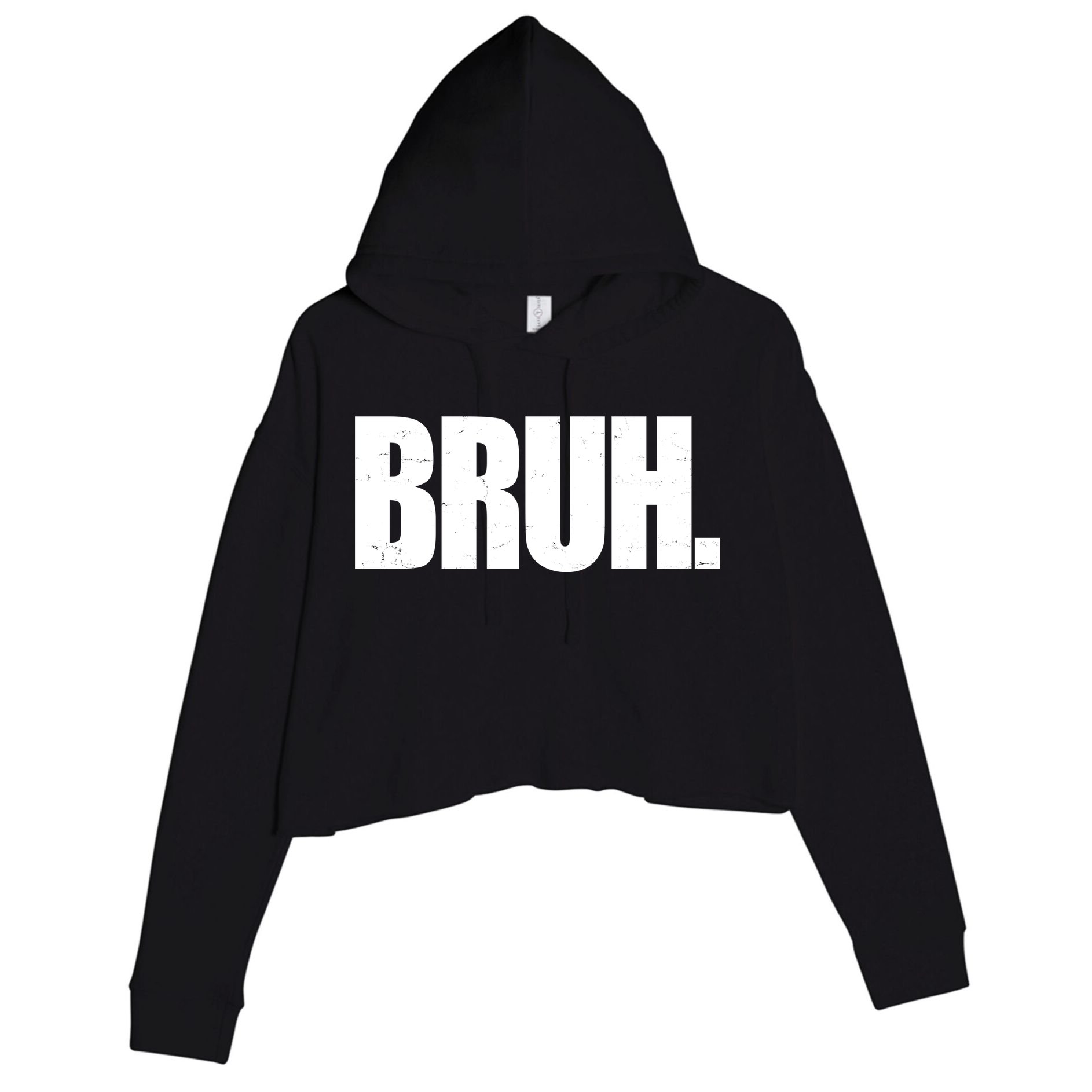 Bruh Funny Bro Saying Surfer Skaters Greeting Crop Fleece Hoodie
