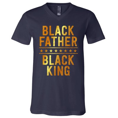 Black Father Black King Fathers Day Dope Dad Husband V-Neck T-Shirt