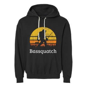 Bassquatch Funny Bass Fishing Sasquatch Bigfoot Garment-Dyed Fleece Hoodie