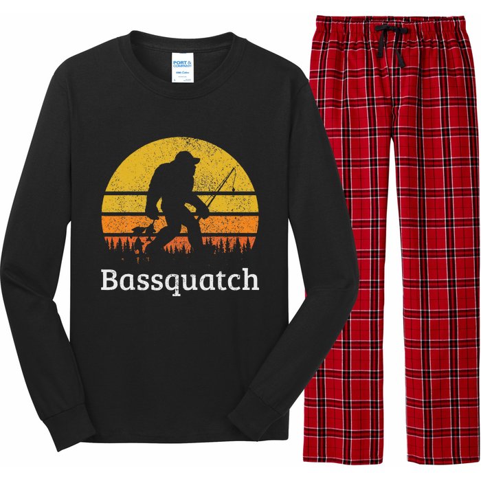 Bassquatch Funny Bass Fishing Sasquatch Bigfoot Long Sleeve Pajama Set