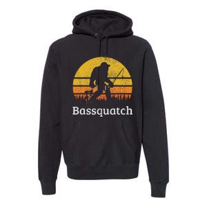 Bassquatch Funny Bass Fishing Sasquatch Bigfoot Premium Hoodie