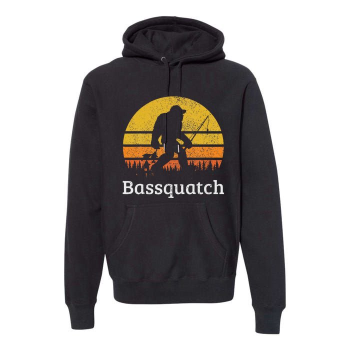 Bassquatch Funny Bass Fishing Sasquatch Bigfoot Premium Hoodie