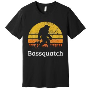 Bassquatch Funny Bass Fishing Sasquatch Bigfoot Premium T-Shirt