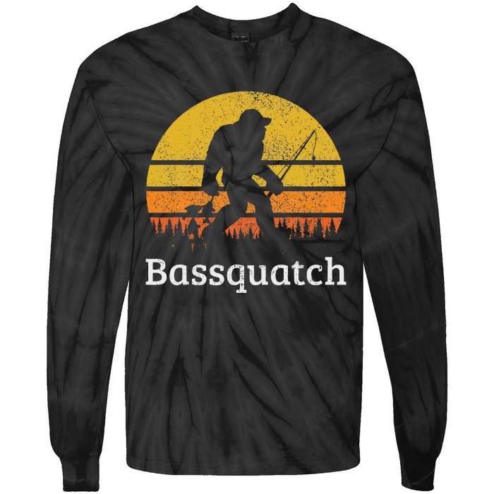 Bassquatch Funny Bass Fishing Sasquatch Bigfoot Tie-Dye Long Sleeve Shirt