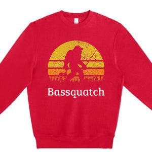 Bassquatch Funny Bass Fishing Sasquatch Bigfoot Premium Crewneck Sweatshirt