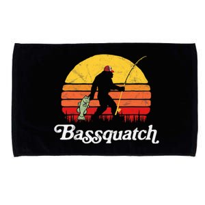 Bassquatch! Funny Bigfoot Fishing Outdoor Retro Microfiber Hand Towel