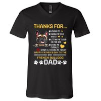 Best French Bulldog Dog Dad Lover Happy Fathers Day V-Neck T-Shirt