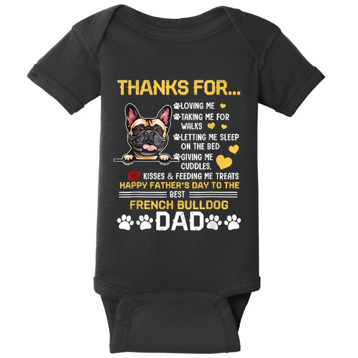 Best French Bulldog Dog Dad Lover Happy Fathers Day Baby Bodysuit