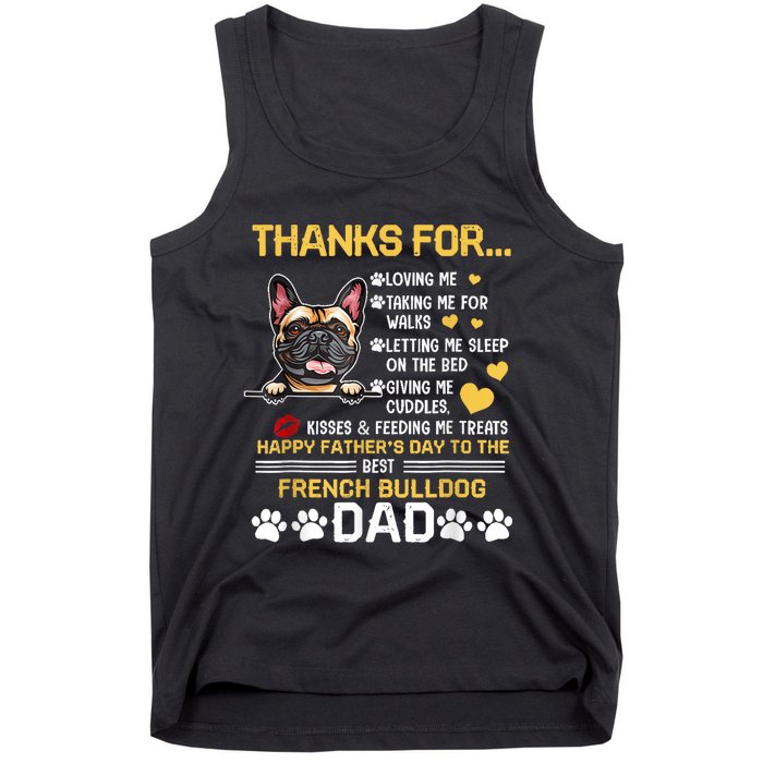 Best French Bulldog Dog Dad Lover Happy Fathers Day Tank Top