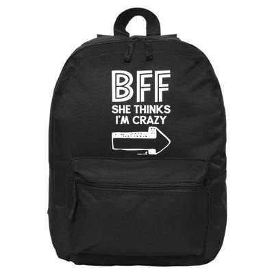 Best Friend Bff Part 1 Of 2 Funny Humorous 16 in Basic Backpack