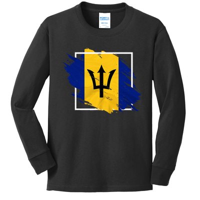 Barbados Flag Barbadian Souvenir Kids Long Sleeve Shirt