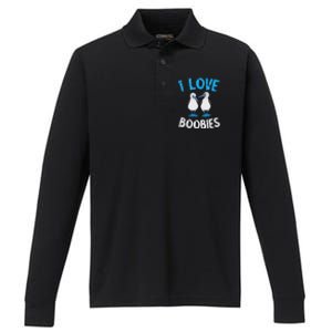 Blue Footed Booby I Love Boobies Blue Footed Booby Lover Performance Long Sleeve Polo