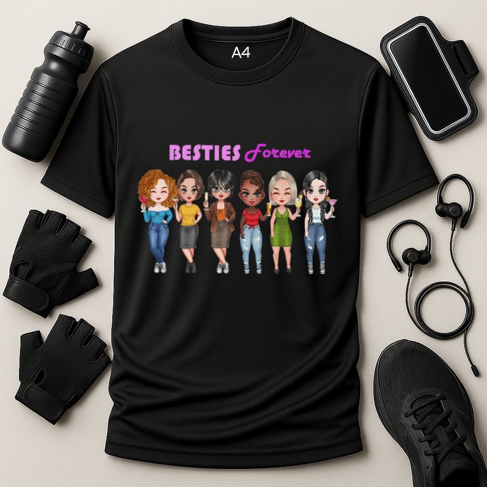 Besties Forever Bff Best Friends Drinking Buddies Cooling Performance Crew T-Shirt
