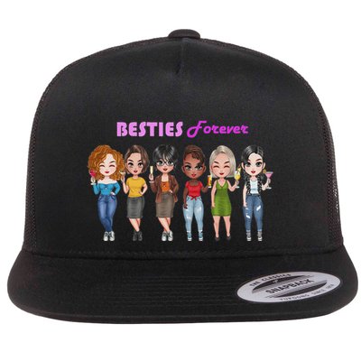 Besties Forever Bff Best Friends Drinking Buddies Flatbill Hat