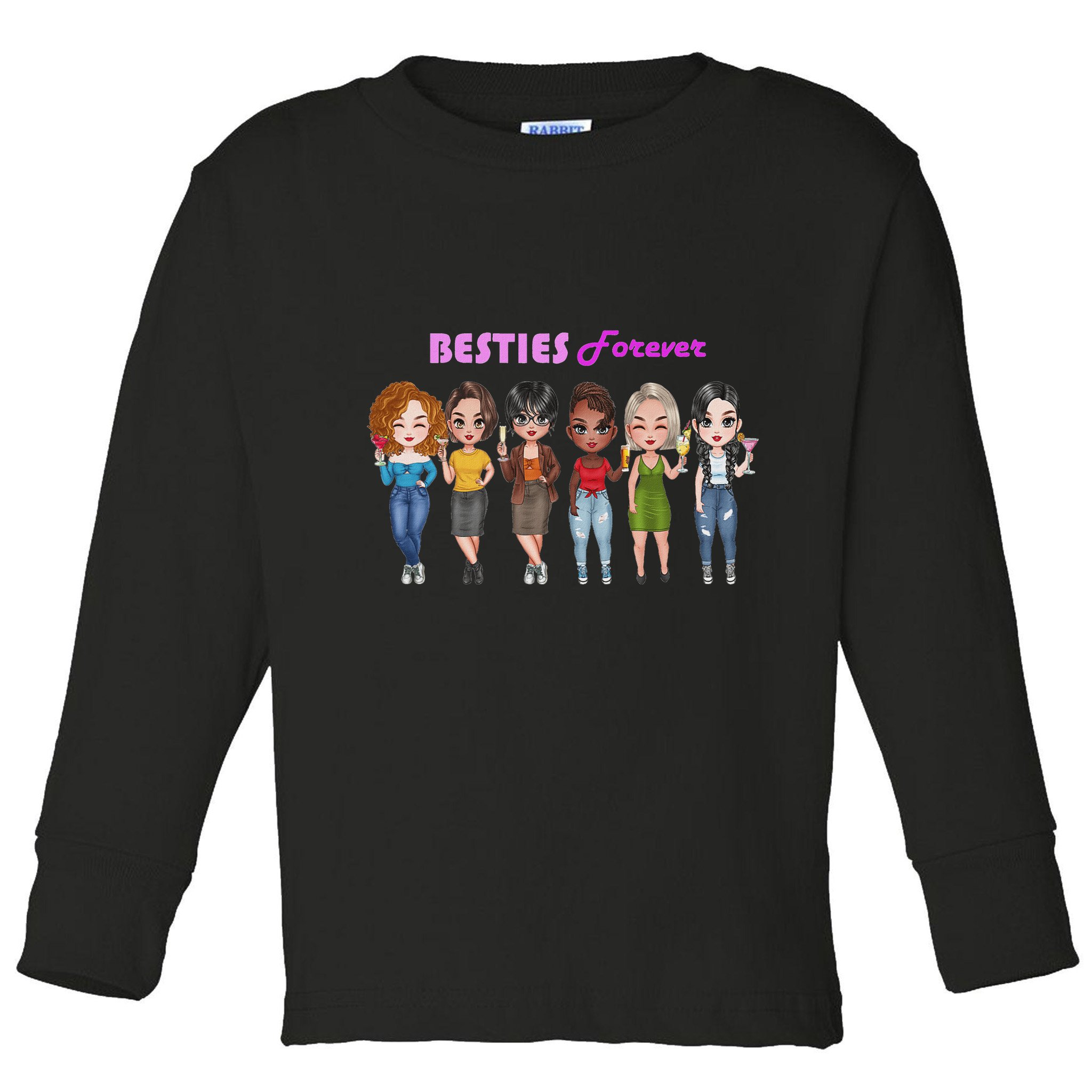 Besties Forever Bff Best Friends Drinking Buddies Toddler Long Sleeve Shirt