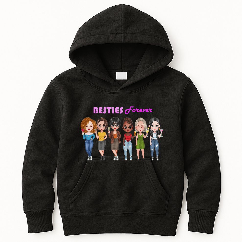 Besties Forever Bff Best Friends Drinking Buddies Kids Hoodie