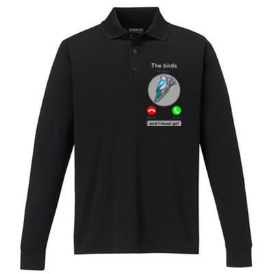 Birding Funny Bird Watcher Bird Lover Gift Performance Long Sleeve Polo