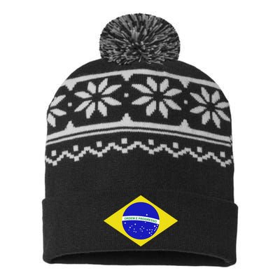 Brazilian Flag USA-Made Snowflake Beanie