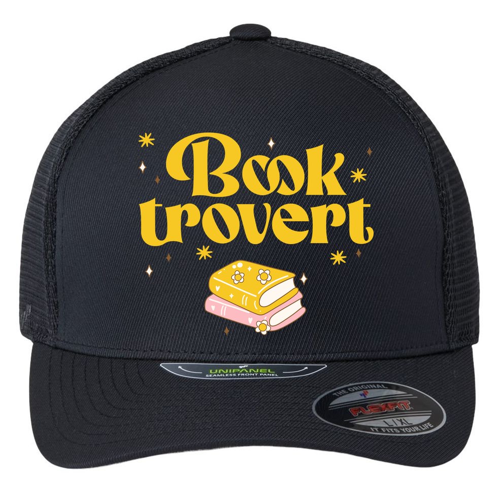 Booktrovert Funny Book Lover Reading Flexfit Unipanel Trucker Cap