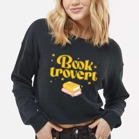 Booktrovert Funny Book Lover Reading Cropped Pullover Crew
