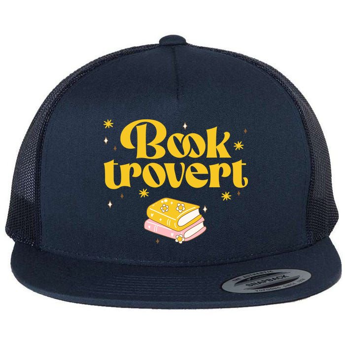 Booktrovert Funny Book Lover Reading Flat Bill Trucker Hat