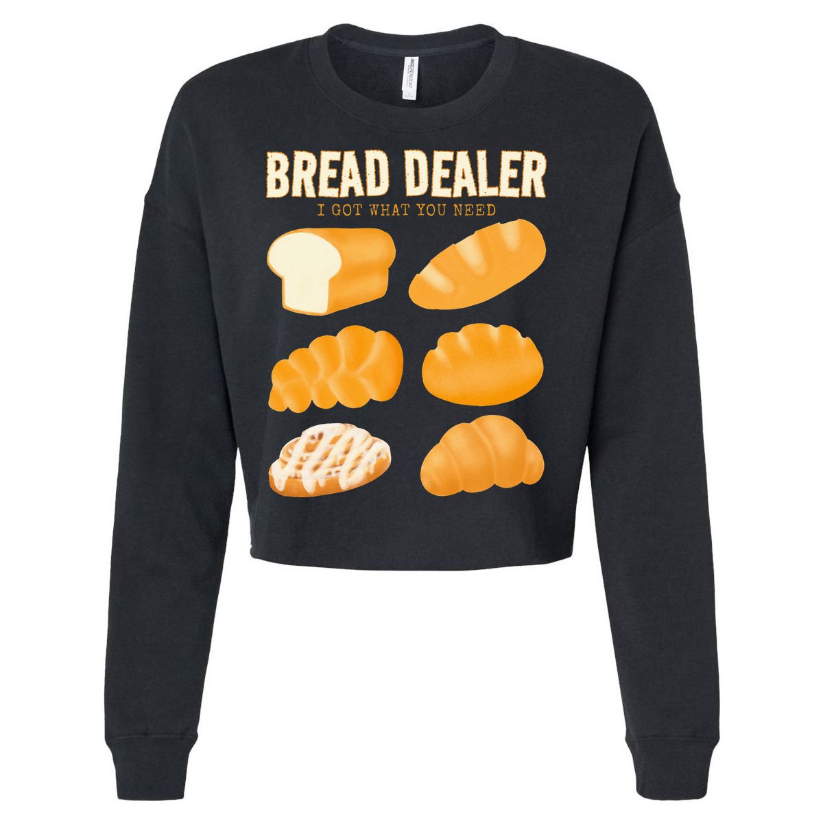 Bakery Funny Bread Baker Bread Dealer Making Dough Baking Cropped Pullover Crew