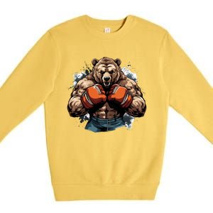 Boxing Fighter Bear Boxer Champ Mixed Martial Arts Gift Premium Crewneck Sweatshirt