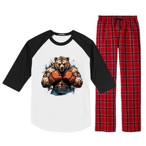 Boxing Fighter Bear Boxer Champ Mixed Martial Arts Gift Raglan Sleeve Pajama Set