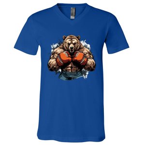 Boxing Fighter Bear Boxer Champ Mixed Martial Arts Gift V-Neck T-Shirt