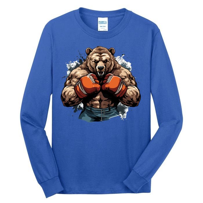 Boxing Fighter Bear Boxer Champ Mixed Martial Arts Gift Tall Long Sleeve T-Shirt