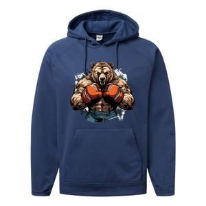 Boxing Fighter Bear Boxer Champ Mixed Martial Arts Gift Performance Fleece Hoodie