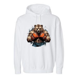 Boxing Fighter Bear Boxer Champ Mixed Martial Arts Gift Garment-Dyed Fleece Hoodie