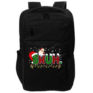 Bruh Funny Christmas Red Green Plaid Teens Xmas Pajamas Impact Tech Backpack