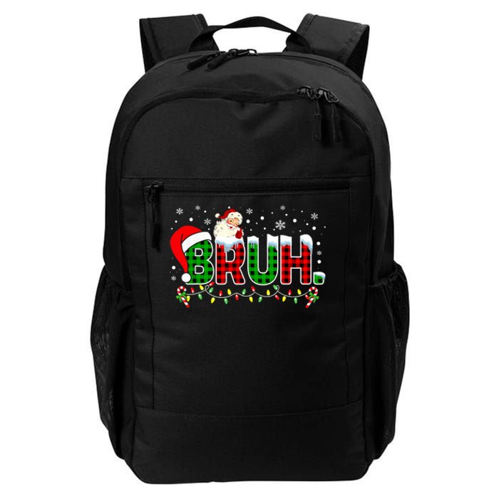 Bruh Funny Christmas Red Green Plaid Teens Xmas Pajamas Daily Commute Backpack