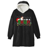 Bruh Funny Christmas Red Green Plaid Teens Xmas Pajamas Hooded Wearable Blanket