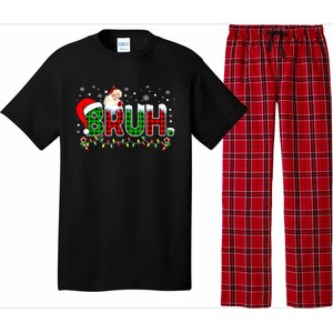 Bruh Funny Christmas Red Green Plaid Teens Xmas Pajamas Pajama Set