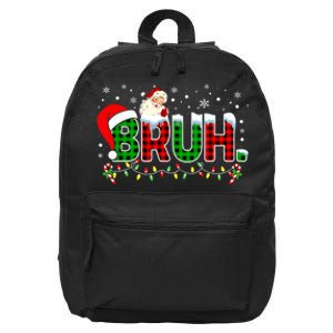 Bruh Funny Christmas Red Green Plaid Teens Xmas Pajamas 16 in Basic Backpack