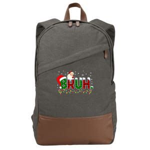 Bruh Funny Christmas Red Green Plaid Teens Xmas Pajamas Cotton Canvas Backpack