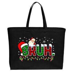 Bruh Funny Christmas Red Green Plaid Teens Xmas Pajamas Cotton Canvas Jumbo Tote