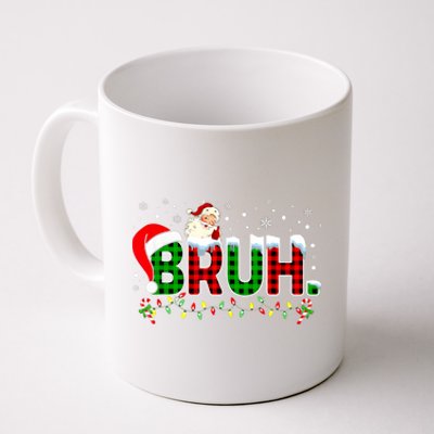 Bruh Funny Christmas Red Green Plaid Teens Xmas Pajamas Coffee Mug