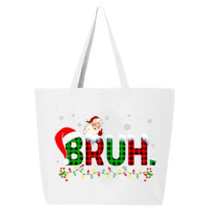 Bruh Funny Christmas Red Green Plaid Teens Xmas Pajamas 25L Jumbo Tote