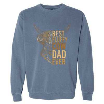 Best Fluffy Cow Dad Ever Scottish Highland Cow Breeder Garment-Dyed Sweatshirt